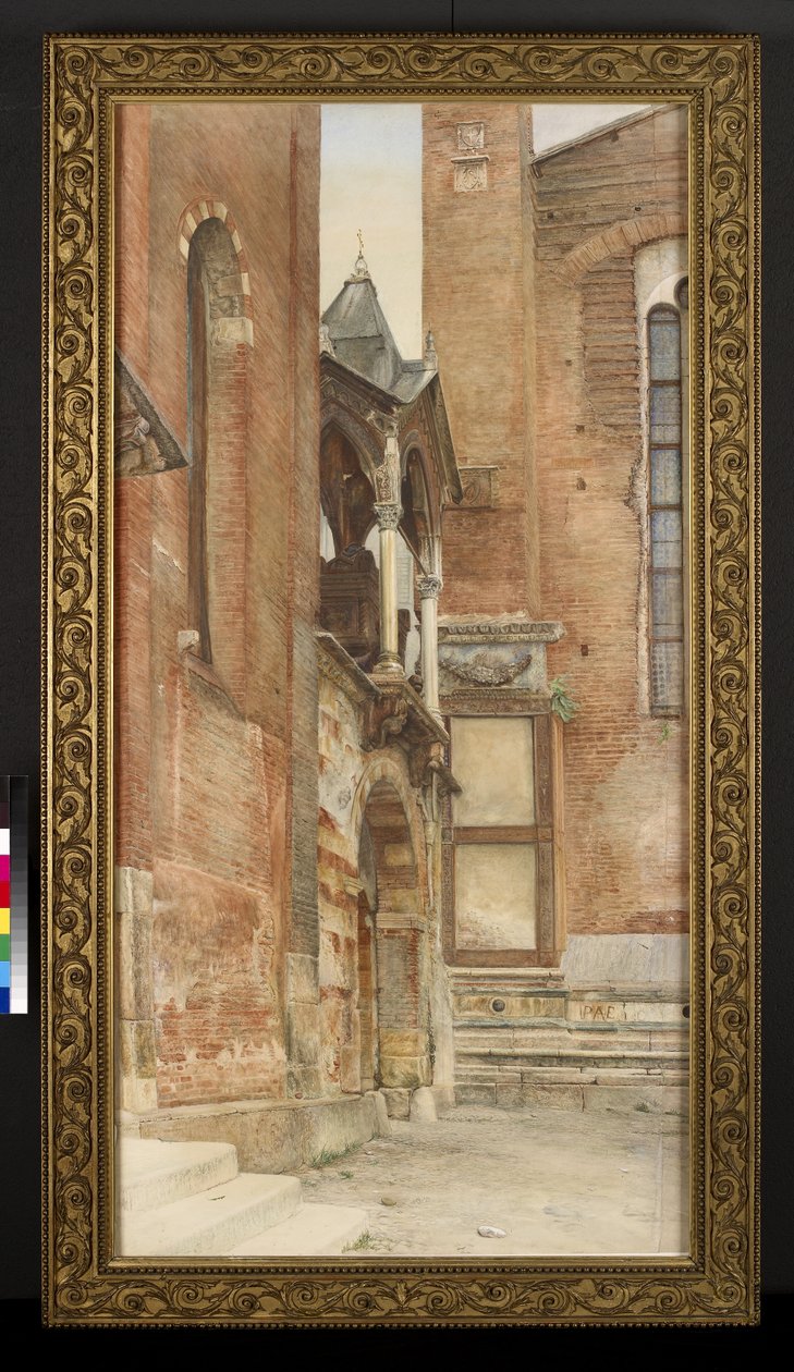 カステルバルコの墓、ヴェローナ、イタリア、1869年5月-8月（紙のグラファイト上の水彩画とボディカラー） 作： ジョン・ワールトン・バニー