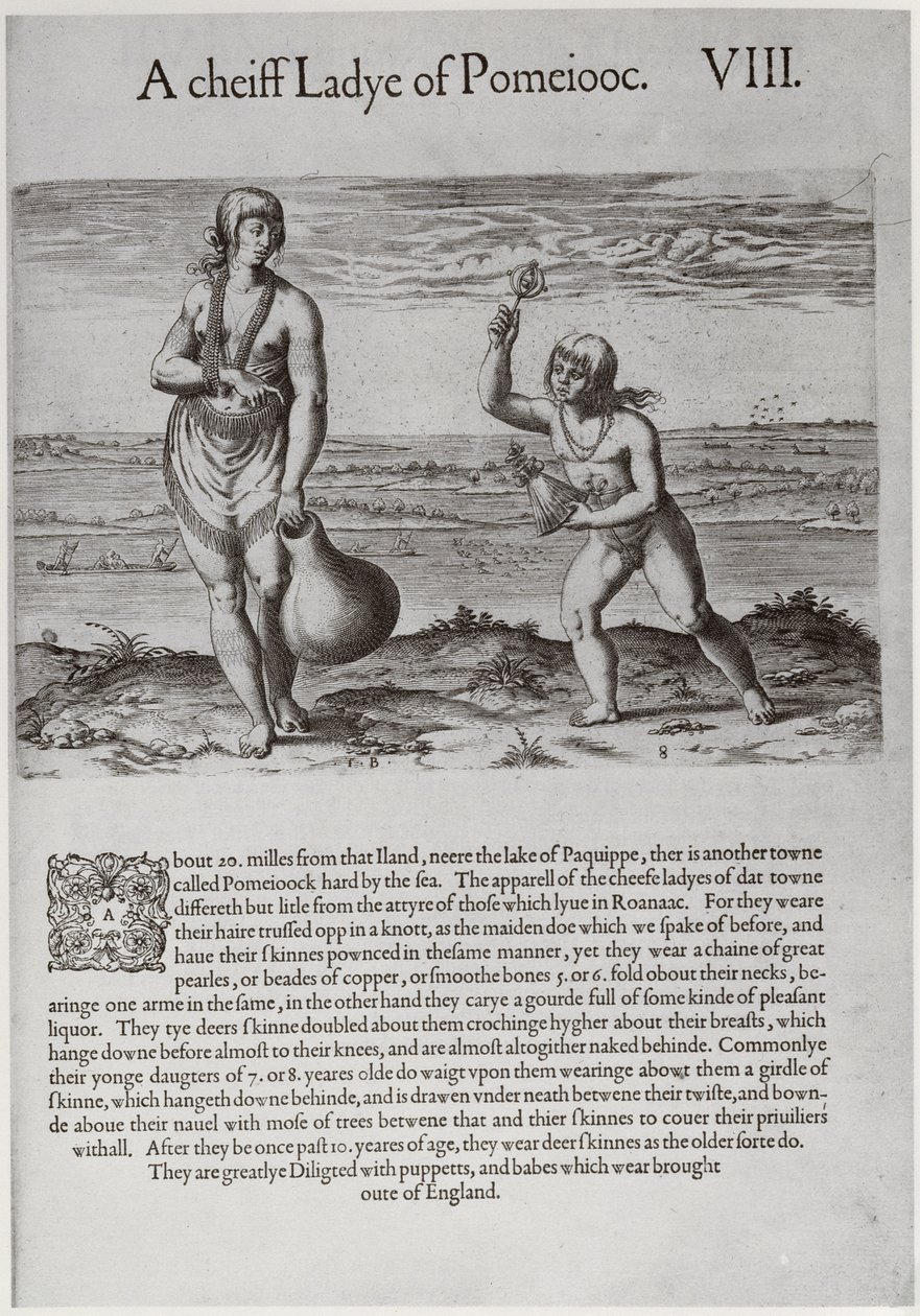 セオドア・ド・ブライ（1528-1598）によって刻まれたインドの女性と少女 作： ジョンホワイト
