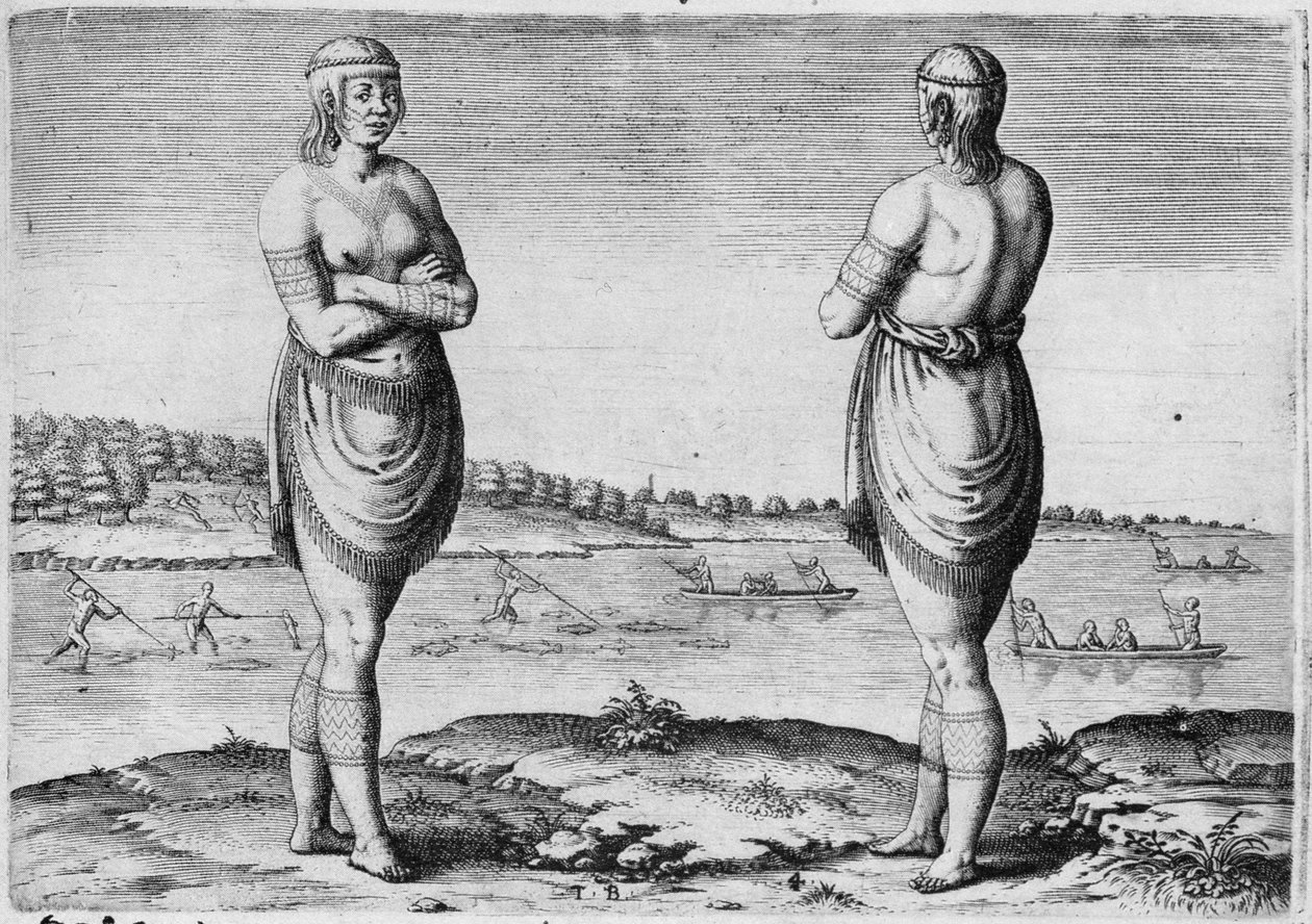 セコトンのインドの女性、セオドア・ド・ブライ（1528-1598）によって彫刻 作： ジョンホワイト