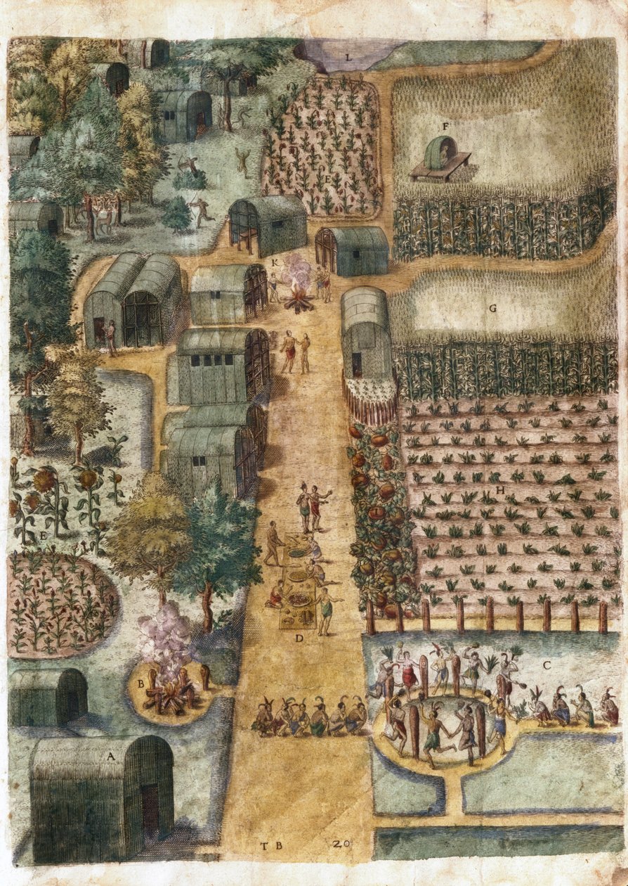 セコトンのインドの村、1570-80年頃（1692年を参照） 作： ジョンホワイト
