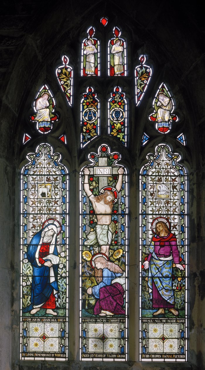 Ulceby、St Nicholas、James Powell＆Sons、John William Brown（1842-1928）、はりつけ、The Virgin Mary、St John、Mary Magdalene、1876 作： ジョン・ウィリアム・ブラウン