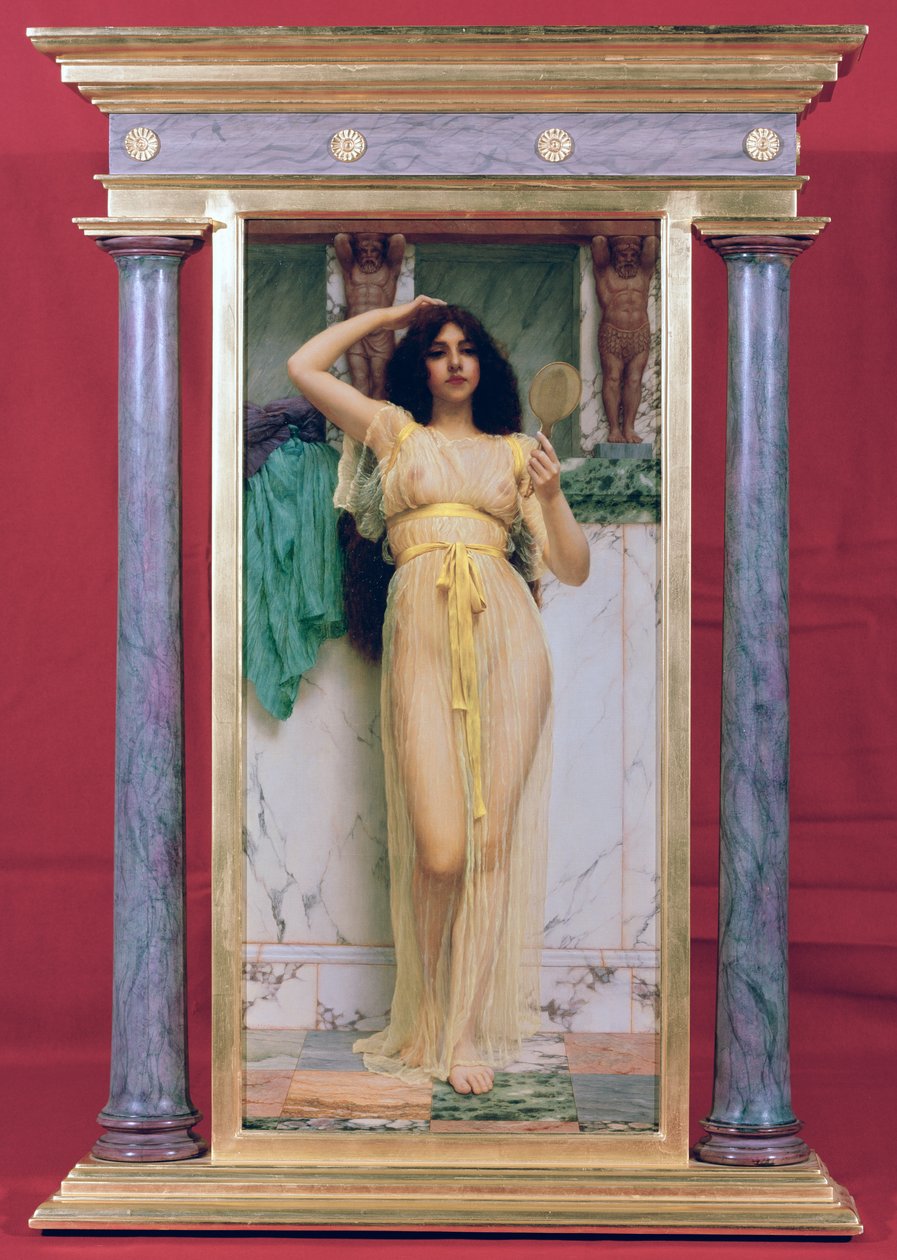 鏡を持つ少女、1892 作： ジョン・ウィリアム・ゴッドワード