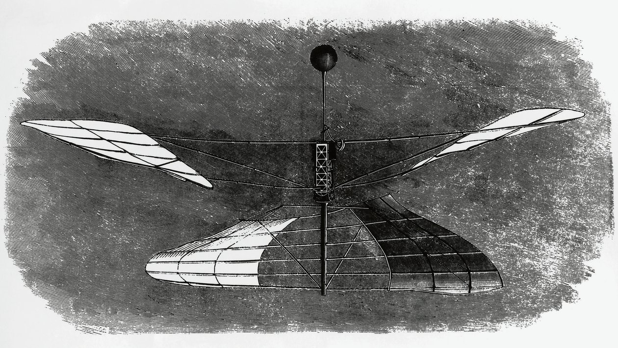 エンリコ・フォルラニーニのヘリコプター（1848-1930）、インク画、イタリア 作： ウォルターチャールズミルズ
