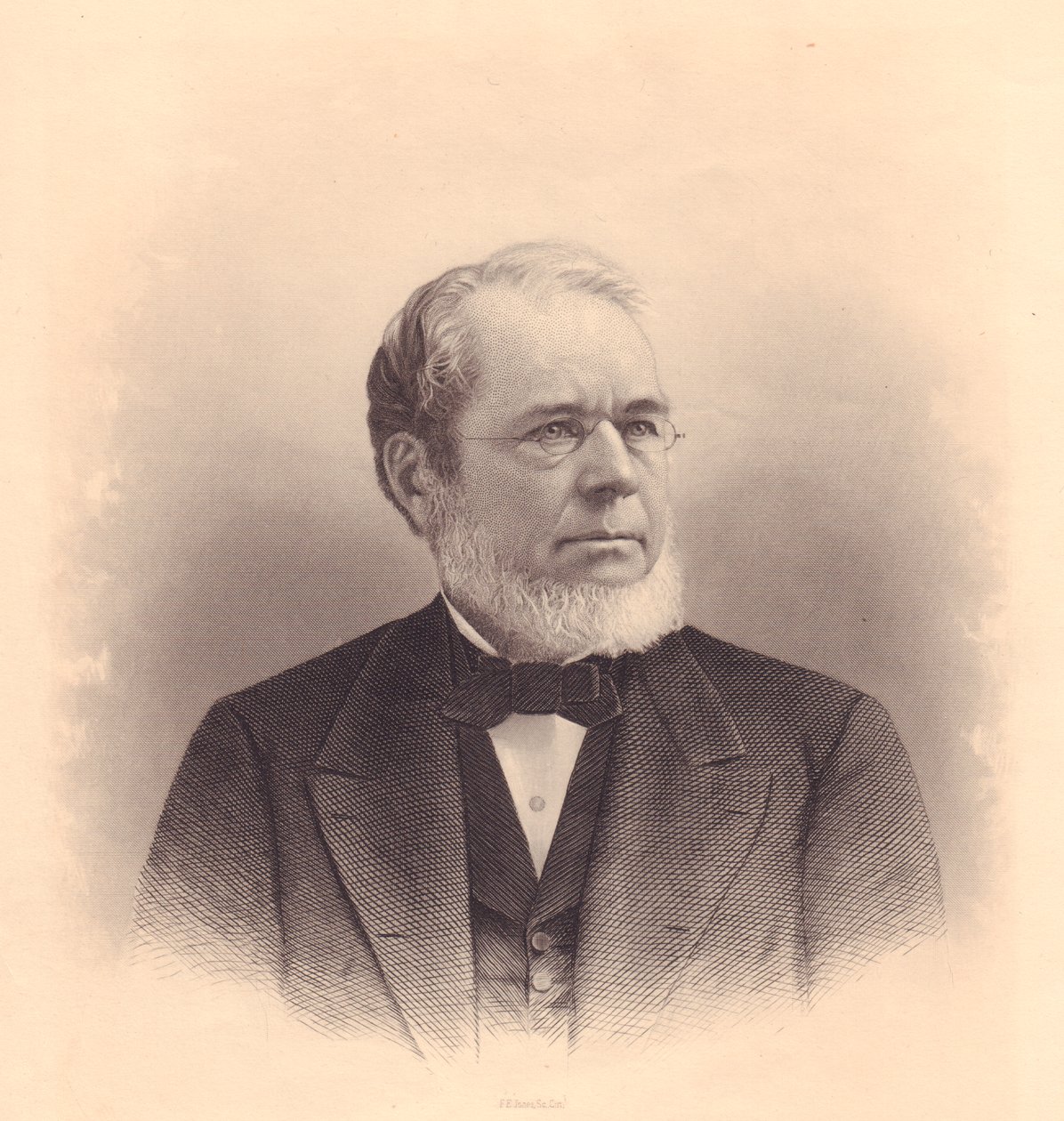 アメリカ人彫刻家アンドリュー・ヴァリック・スタウト（1835-1906）の肖像、F・E・ジョーンズによる彫刻（「レディース・リポジトリ」より）、1870年頃、アメリカ 作： ウォルターチャールズミルズ