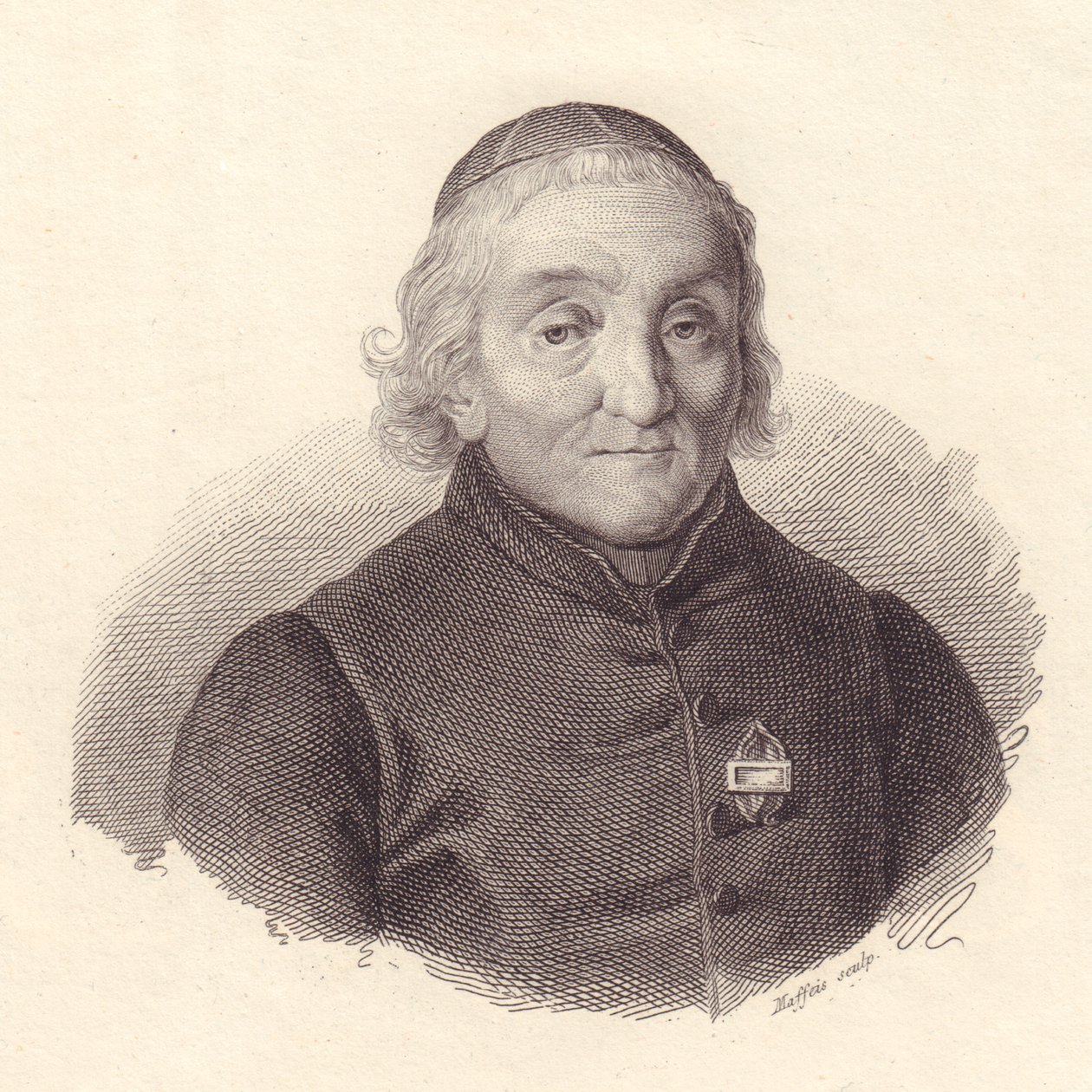 イタリアの神学者ピエトロ・タンブリーニ（1737-1827）の肖像、マフェイスの銅版画 作： ウォルターチャールズミルズ