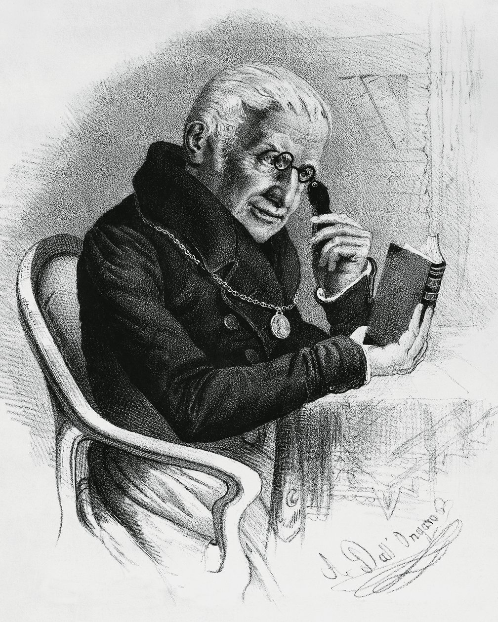 イタリアの医師・作家ロレンツォ・ロンドリーニ（1752-1844）の肖像（アントニオ・ダッロンガロ作画 作： ウォルターチャールズミルズ