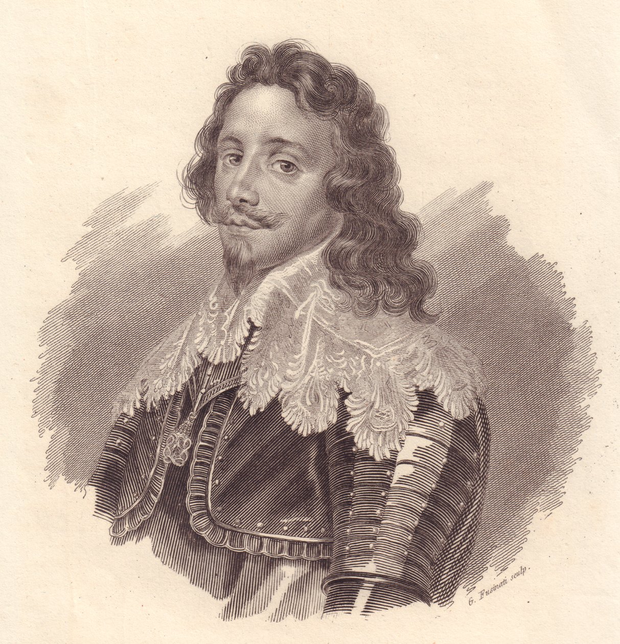 カリニャーノ公爵トーマス・フランシス・オブ・サヴォイ（1596-1656）の肖像、ヴァンディックの絵画からG・フシナティによる銅版画 作： ウォルターチャールズミルズ