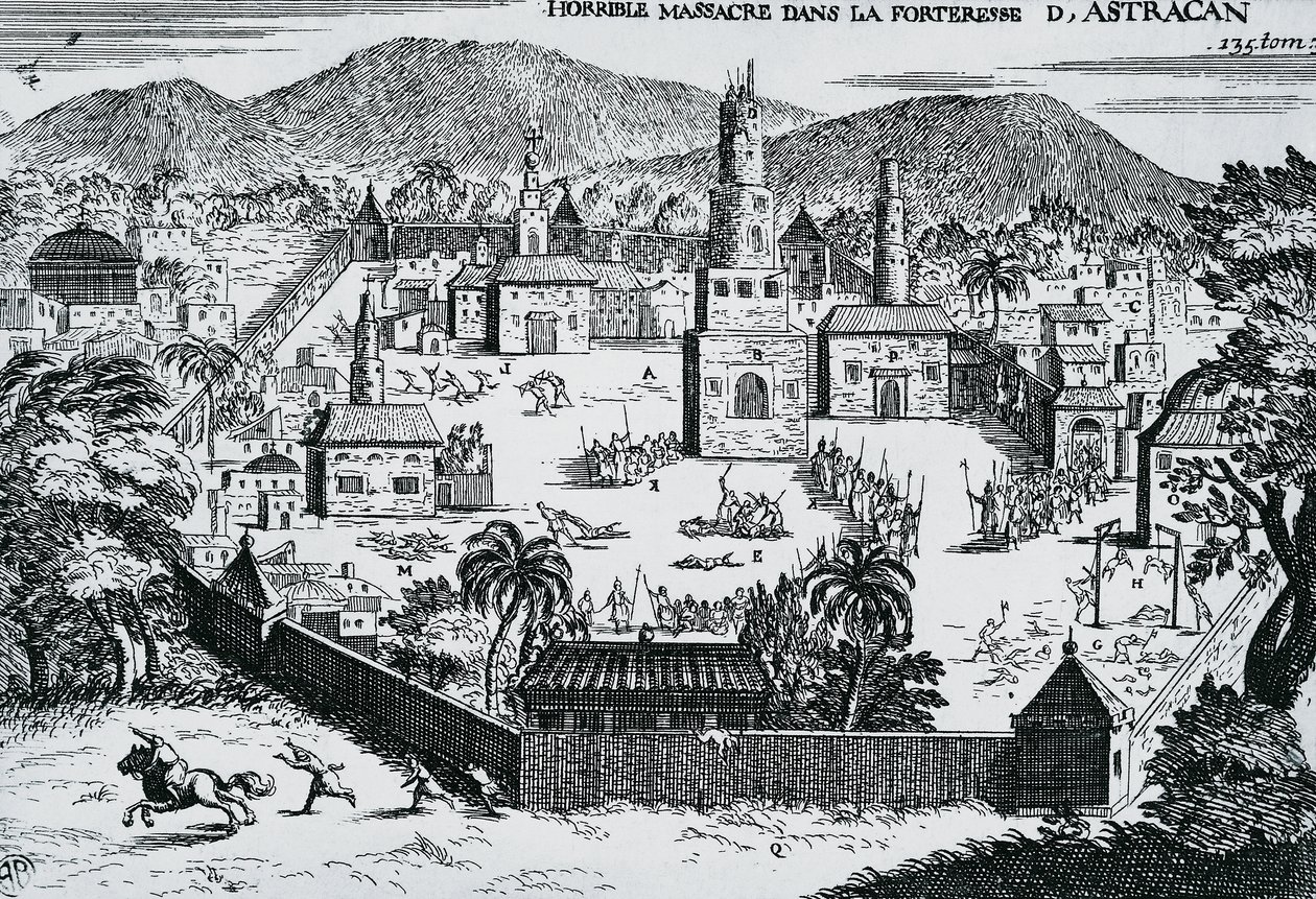 1670年、アストラハンの要塞を攻めるステパン・ラージン率いるコサック（ロシア 作： ウォルターチャールズミルズ