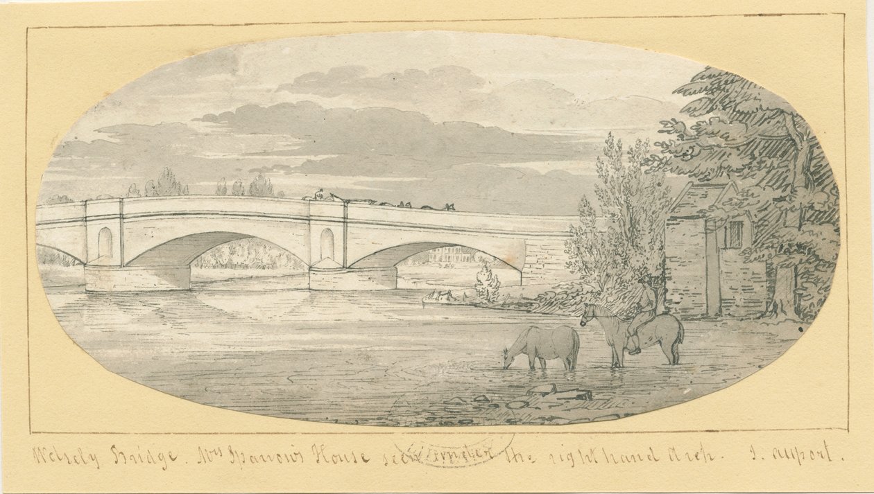 ウォルズリー橋：ペンと水彩画、ND［1799-1854］（デッサン 作： ジョン・オールポート