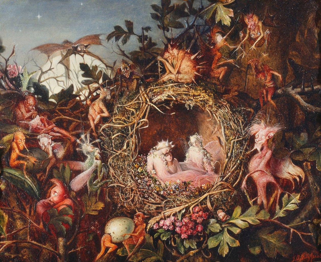 鳥の巣の妖精、1860年頃 作： ジョン・アンスター・フィッツジェラルド