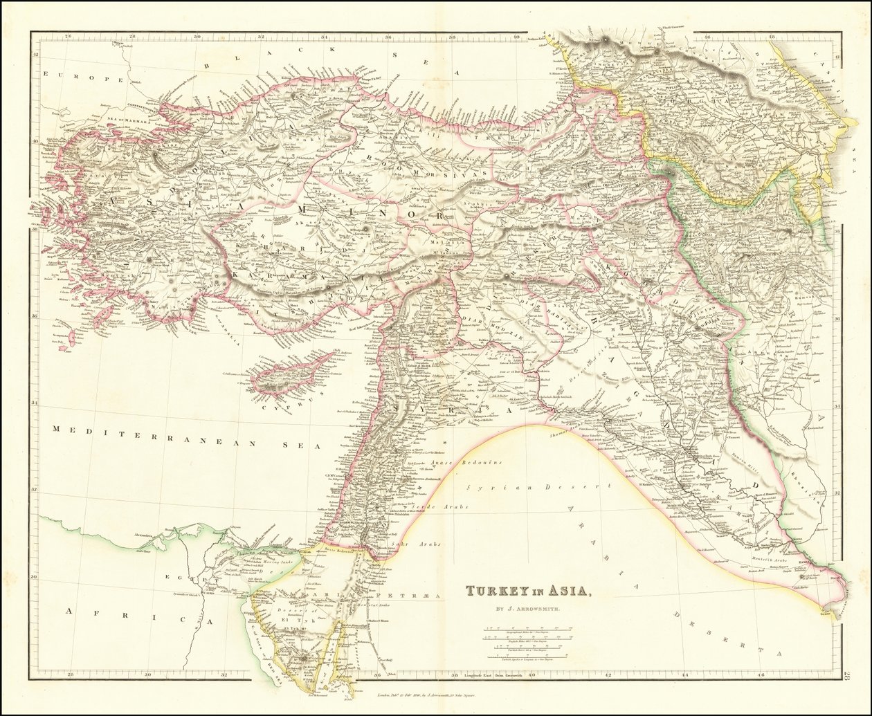 1840年、ジョン・アロースミスによるアジアのトルコ地図 作： ジョン・アロウスミス