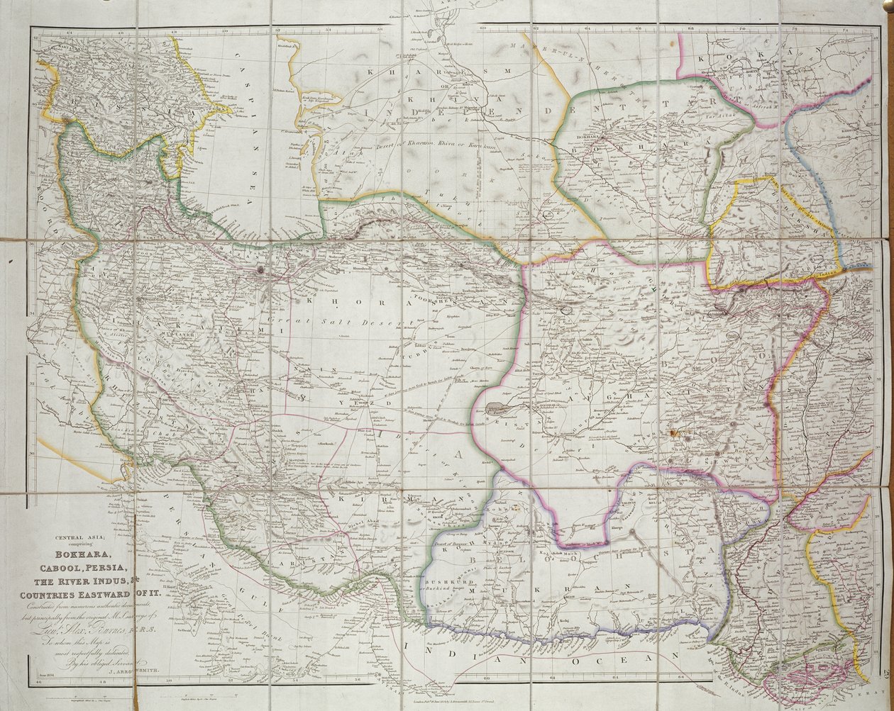 中央アジアの地図、1834 作： ジョン・アロウスミス