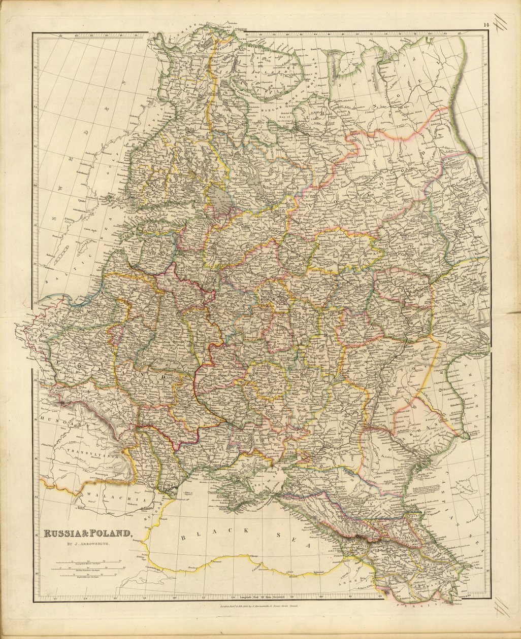 ロシアとポーランドの地図、1832年。