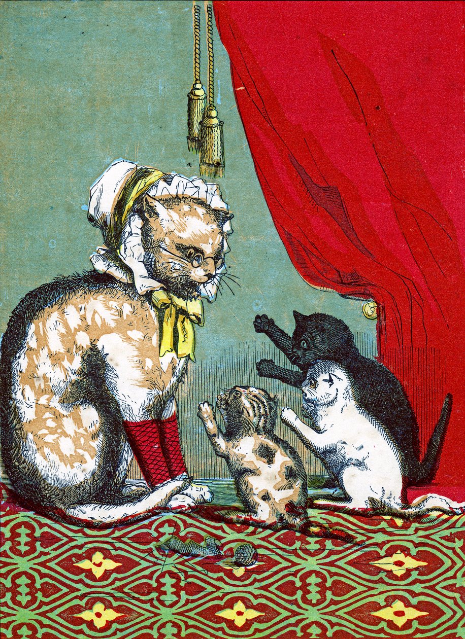 3つの小さな子猫がミトンを失った、1859年の「3つの小さな子猫」のイラスト 作： ジョン・バランタイン
