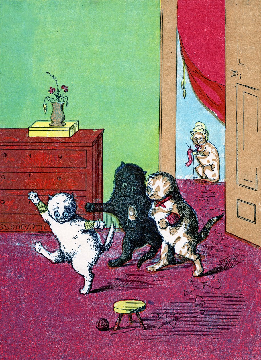 ミトンを着た三匹の子猫、「三匹の子猫」1859年のイラスト 作： ジョン・バランタイン