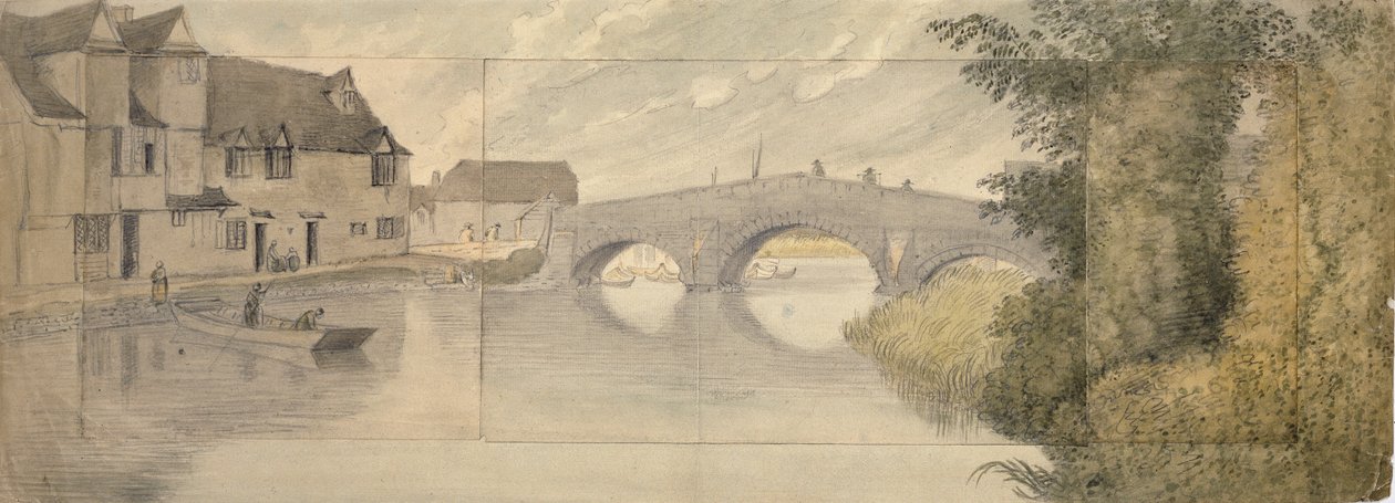 オックスフォードのハイス・ブリッジ、1789年 作： ジョン・バプティスト・マルチェア