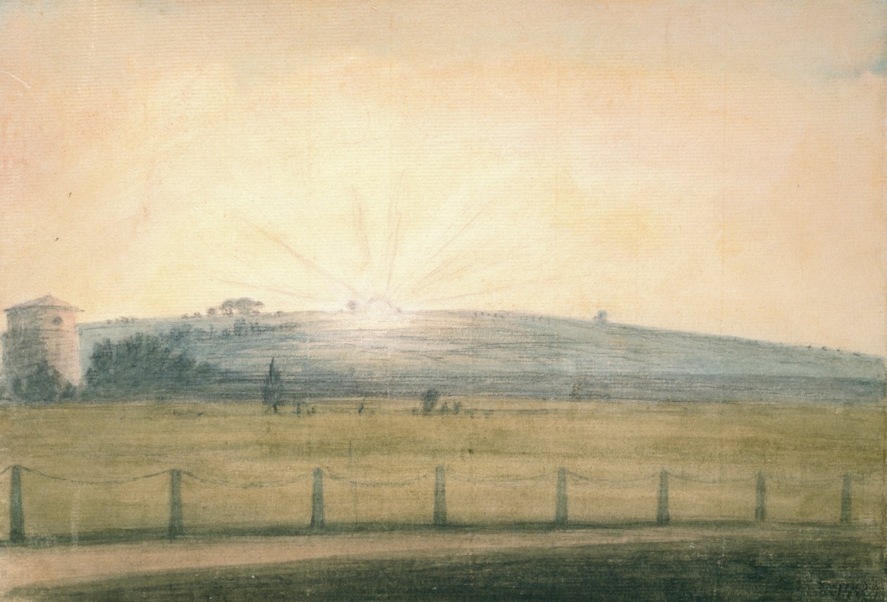 オックスフォードの天文台から見た夕日（1784年12月20日 作： ジョン・バプティスト・マルチェア