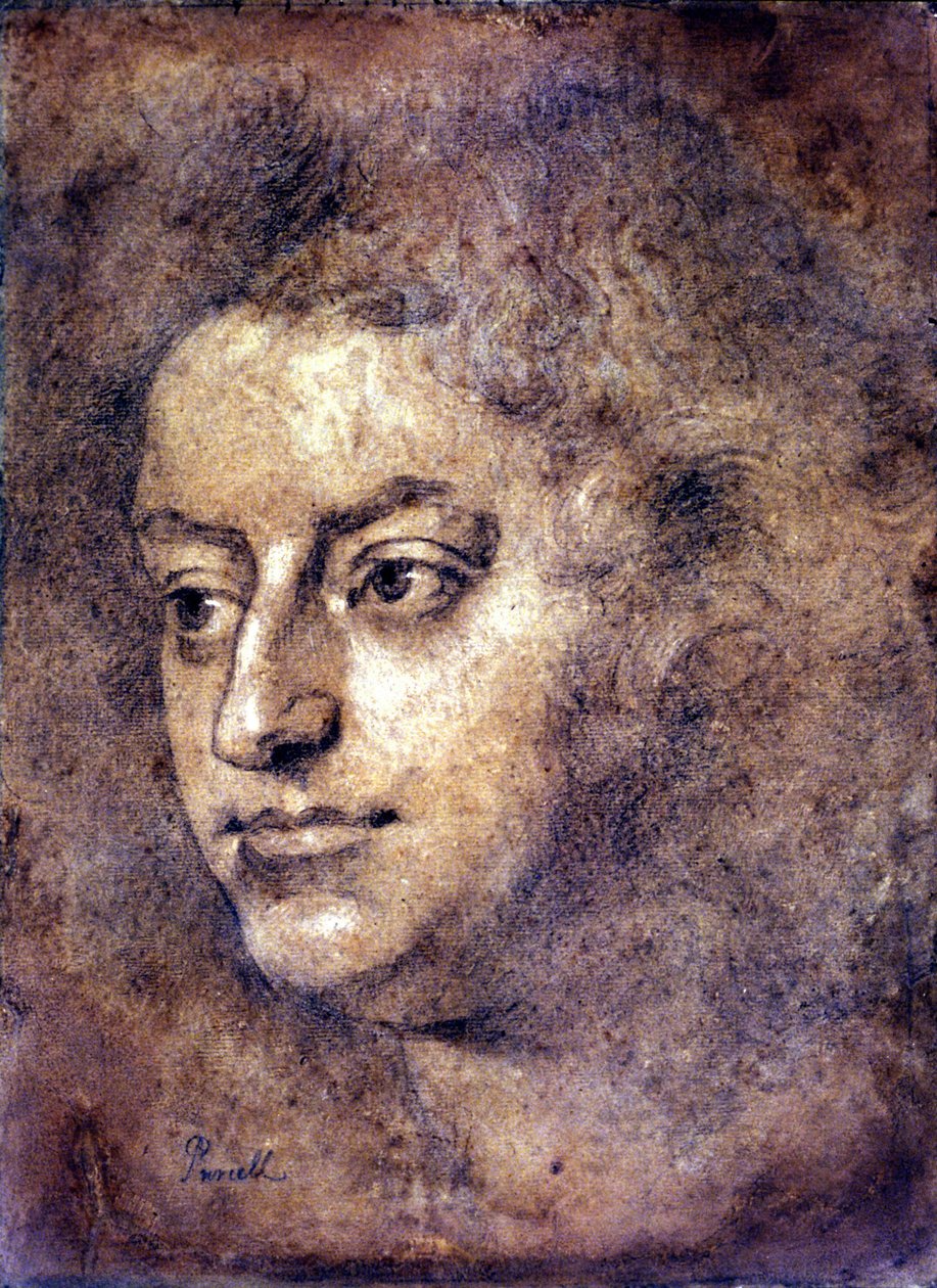 イギリスの作曲家、ヘンリー・パーセル（1659-1695）の肖像。サー・ジョン・クロスターマンの作とされる絵。黒のチョークで描かれている。1695.ロンドン、ナショナル・ポートレート・ギャラリー 作： ジョン・バプティスト・クロスターマン