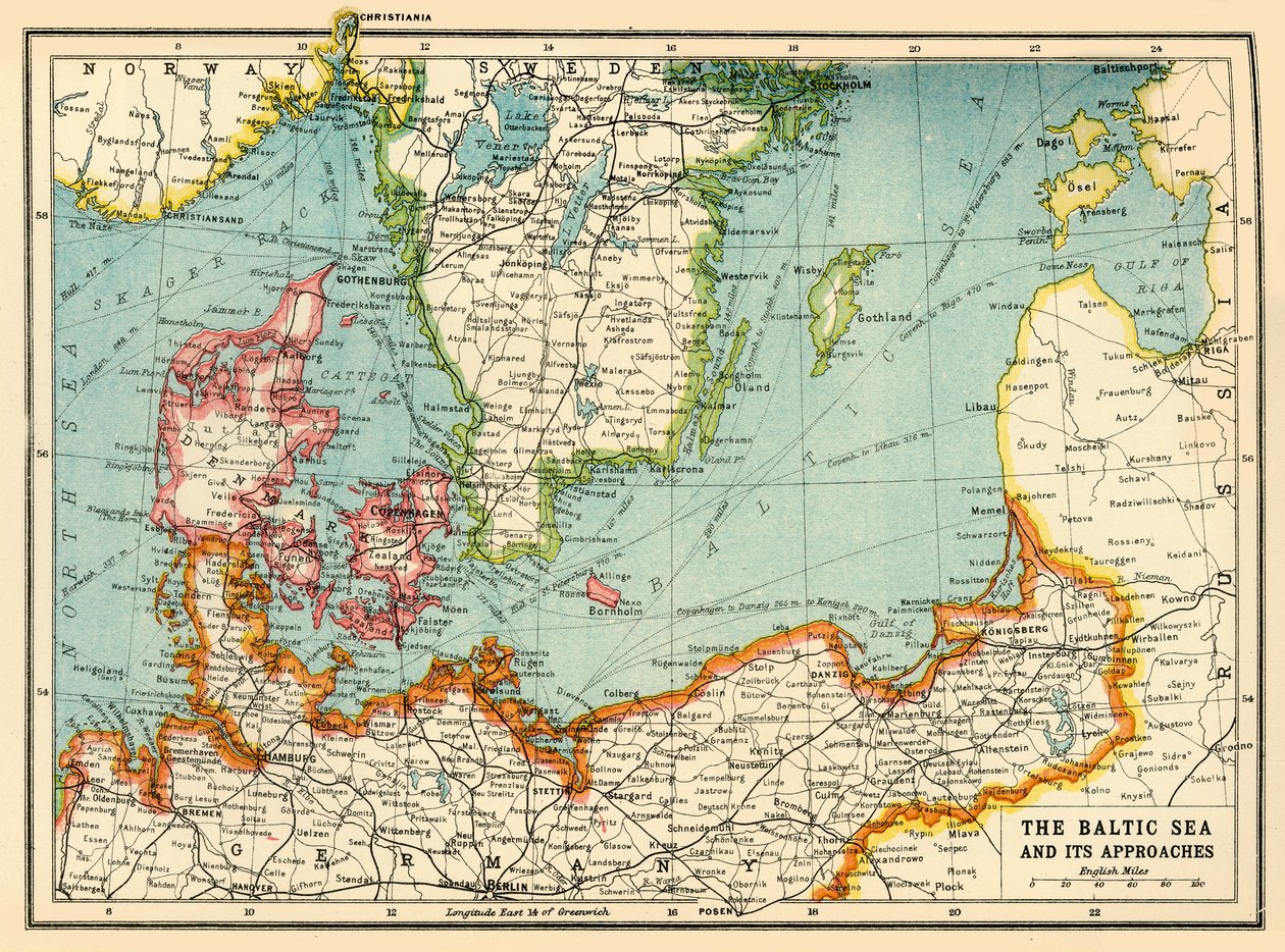 バルト海とその接近、第一次世界大戦、c1915、c1920。 作： ジョン・バーソロミューと息子