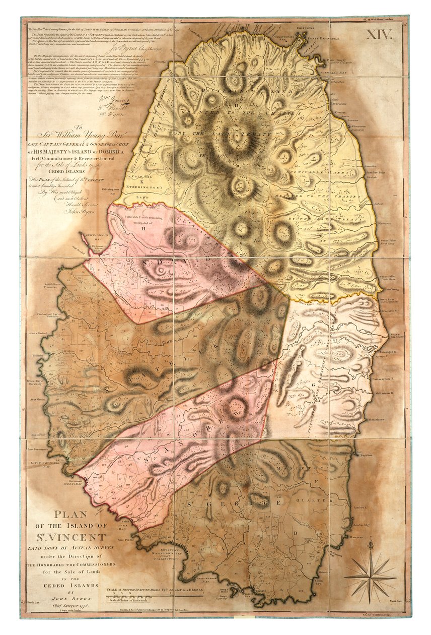 実測によるセントビンセント島の平面図 作： ジョン・ベイリー