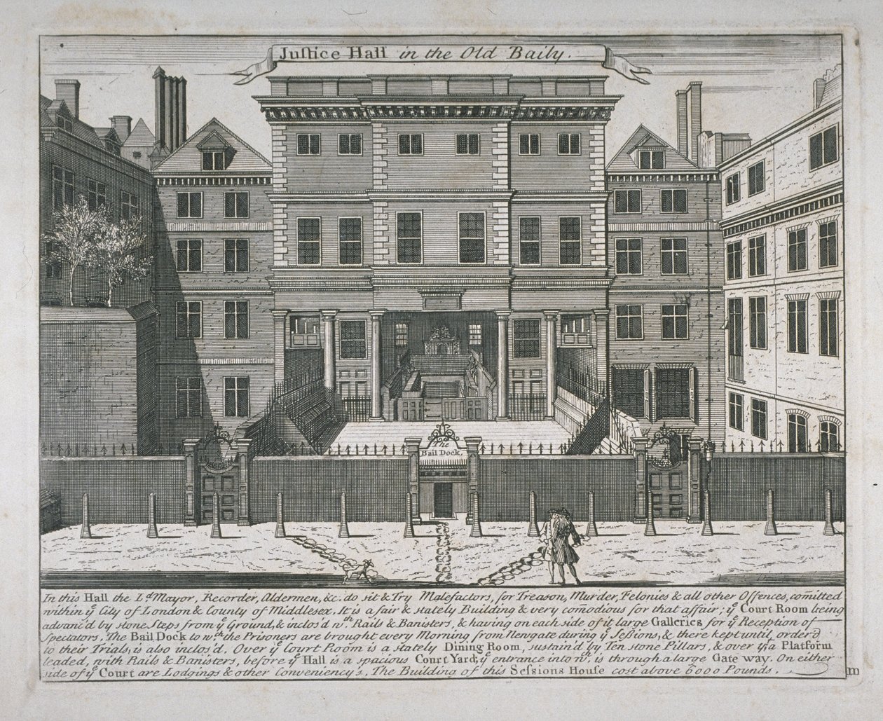 ジャスティスホール、オールドベイリー、c.1740のビュー 作： ジョン・ボウルズ