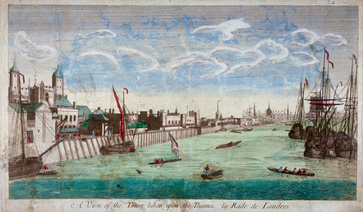テムズ川に船が並ぶロンドン塔の眺め、1751 年 作： ジョン・ボイデル