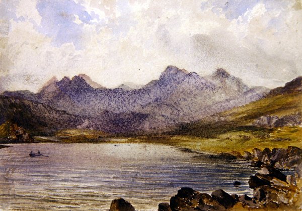 ウェールズ、Llyn Crafrant付近（水彩・紙） 作： ジョン・ブレット
