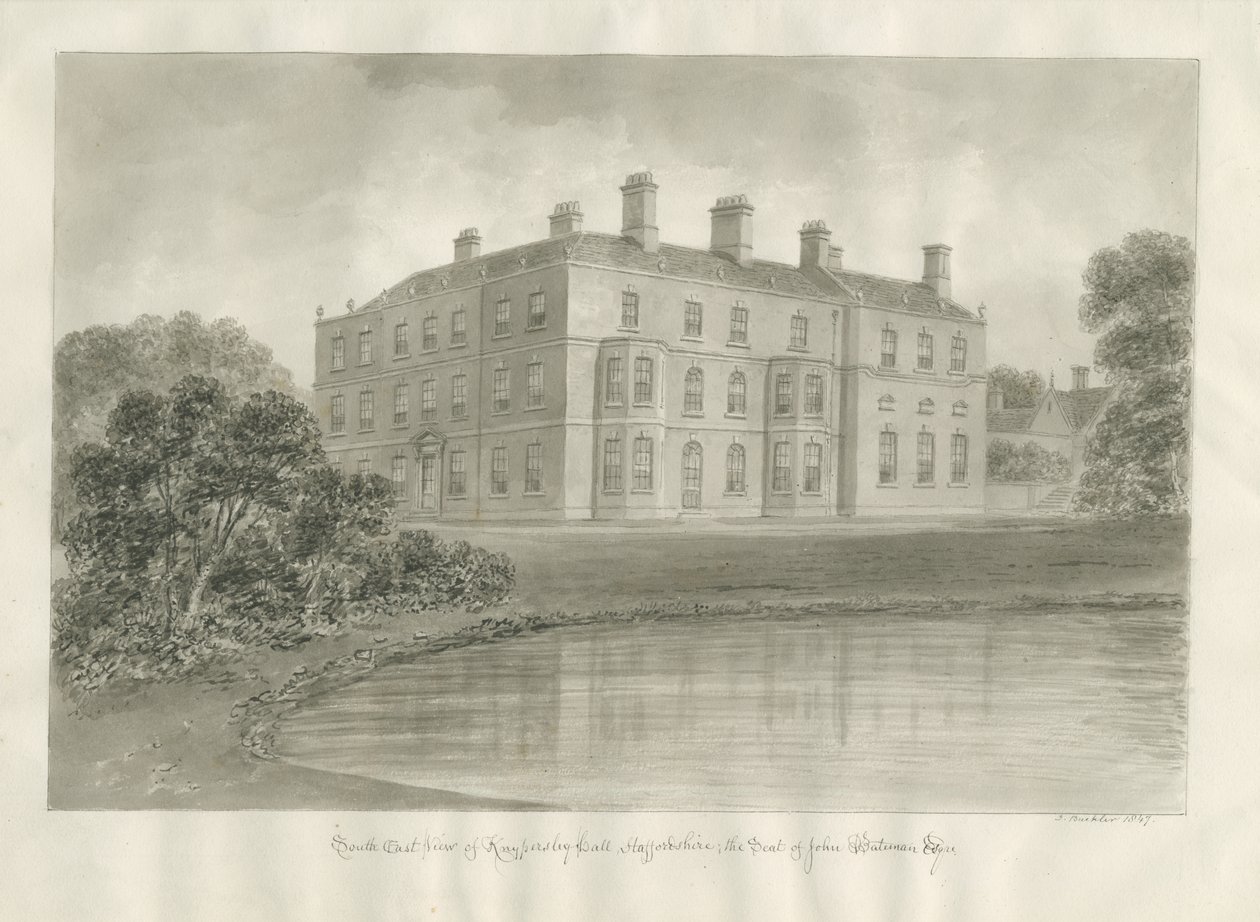 Biddulph - Knypersley Hall [new] : sepia drawing 作： ジョン・バックラー