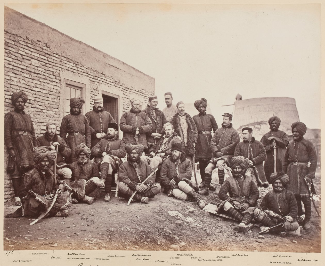 1879年、イギリスおよび先住民の将校、第3シーク教徒 作： ジョン・バーク