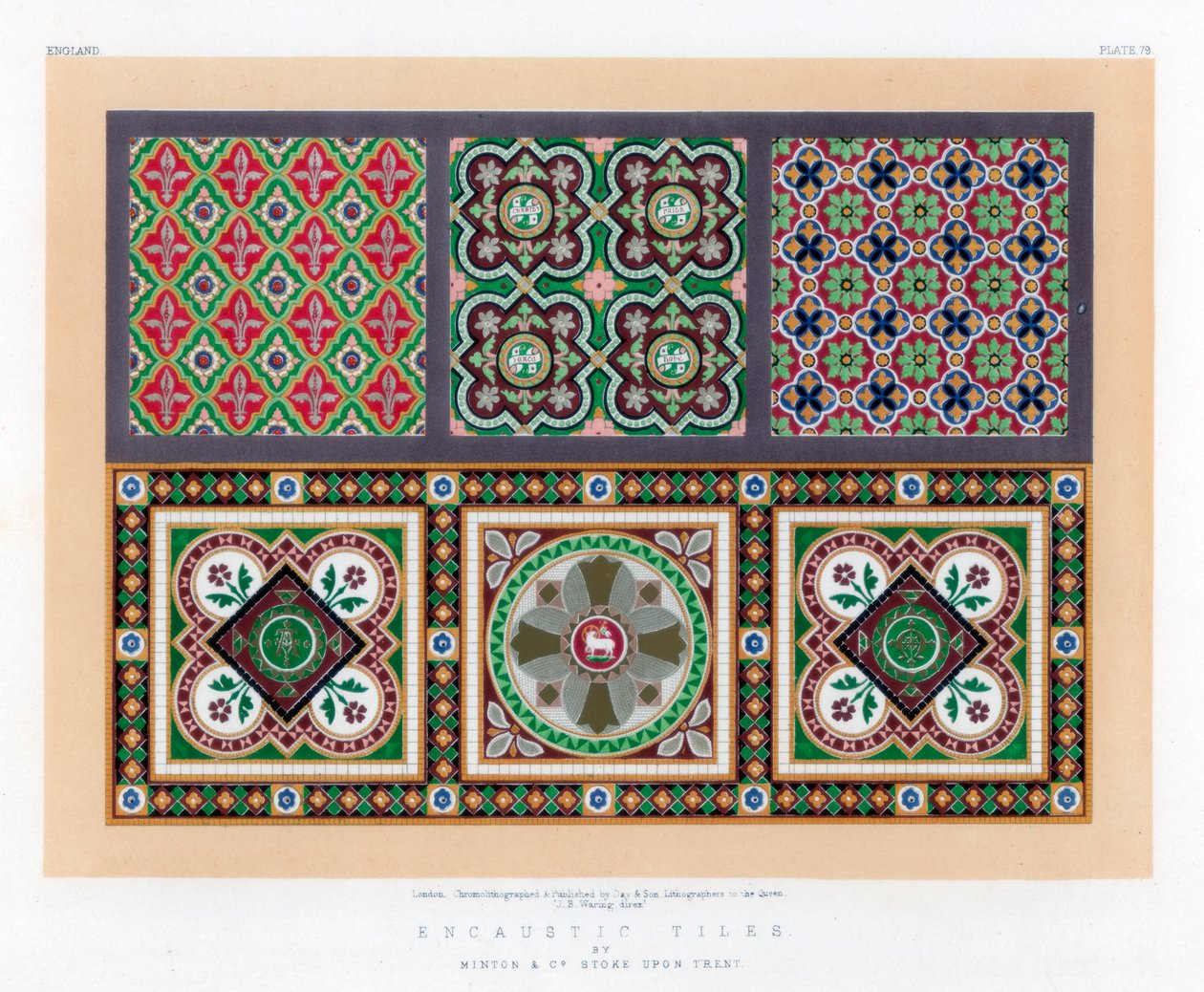 Encaustic Tiles、19世紀。 作： ジョン・バーリー・ウォーリング