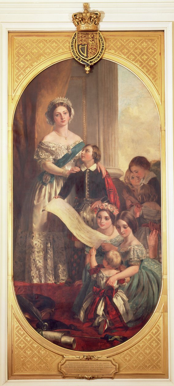 ビクトリア女王（1819-1901）、アルバートエドワード、プリンスオブウェールズ、ビクトリア、プリンセスロイヤル、およびその他のロイヤルファミリーのメンバー、1864 作： ジョン・カルコット・コープ