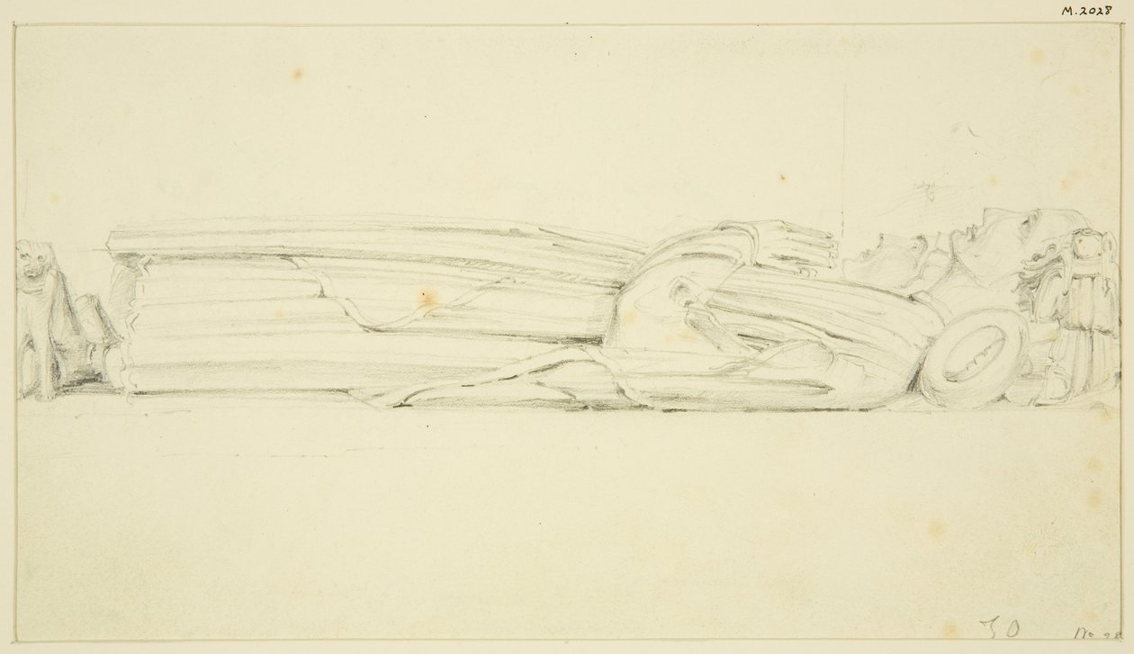 St Mary RedcliffeのWilliam CanyngesのEffigy（裏面のもう一つのEffigyも）（鉛筆・水彩・紙 作： ジョン・カーター