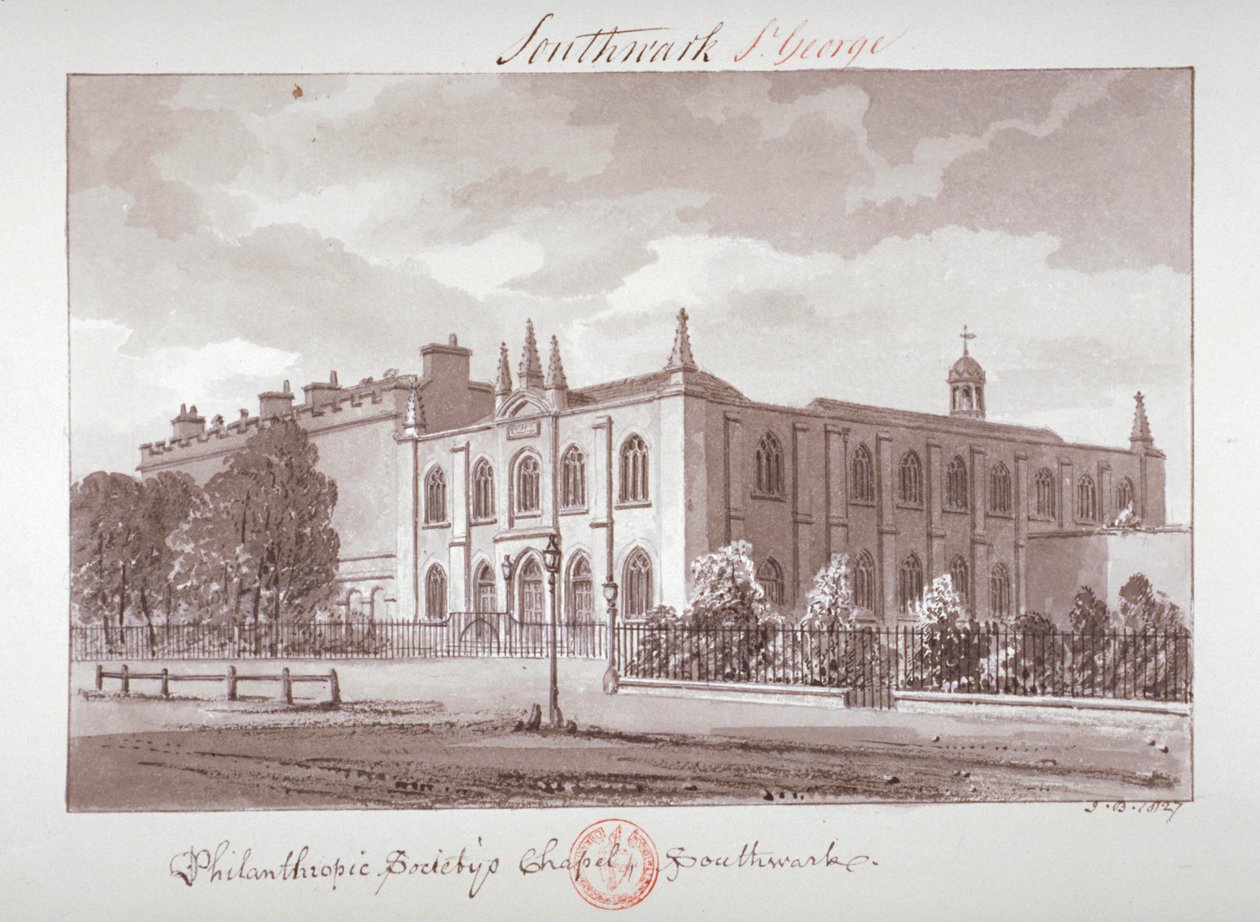 Philanthropic Society Institution、London Road、Southwark、London、1827 に属するチャペル 作： ジョン・チェッセル・バックラー