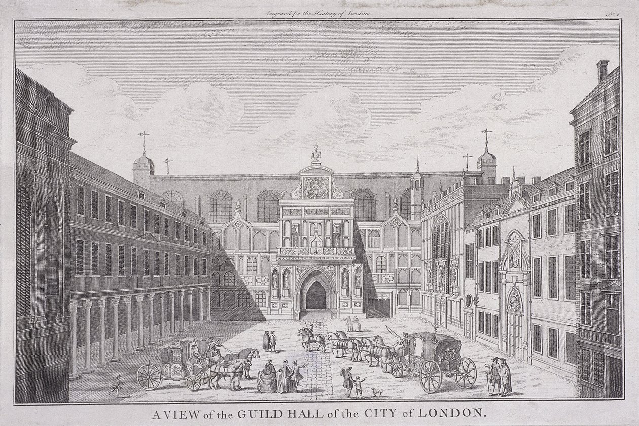 ギルドホール、ロンドン、1820 作： ジョン・チェッセル・バックラー