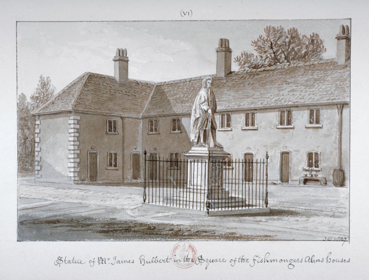 ジェームズ・ハルバートの像、セント・ピーターズ病院、サザーク、ロンドン、1827年。 作： ジョン・チェッセル・バックラー