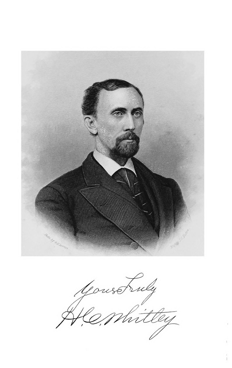 Hiram C. Whitleyの肖像（George Burnham著「Three years with counterfeiters, smugglers, and boodle carrier」の扉絵）。 作： ジョン・チェスター・ブトレ
