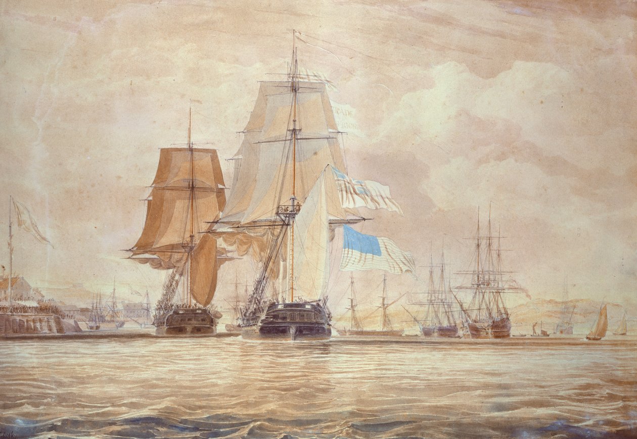 1813年に「チェサピーク」をハリファックス港に導いたHMS「シャノン」 作： ジョン・クリスチャン・シェチェスキー