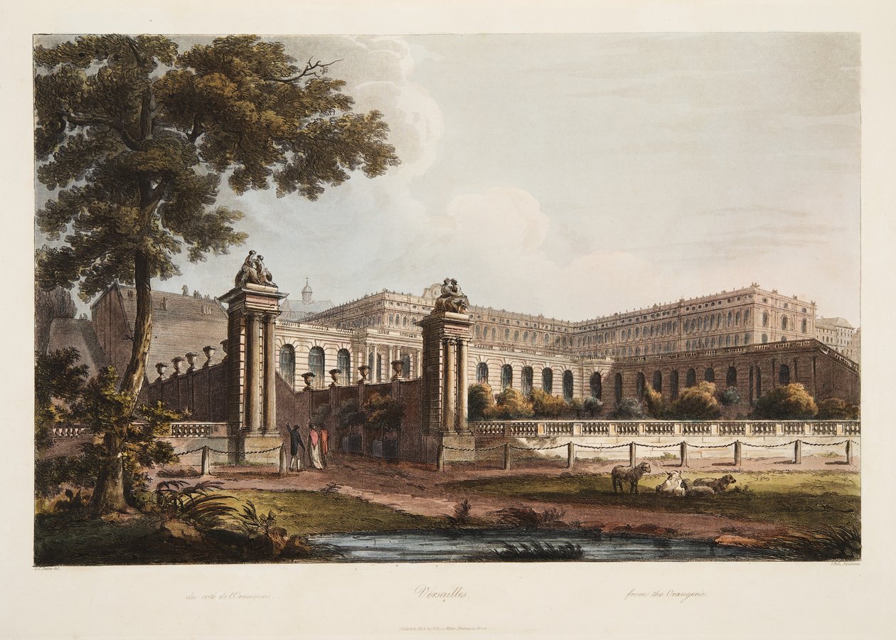 The OrangerieのVersailles、Versailles、パリ、Saint Denisのイラスト、パブ。 1805（アクアチント） 作： ジョン・クロード・ナテス