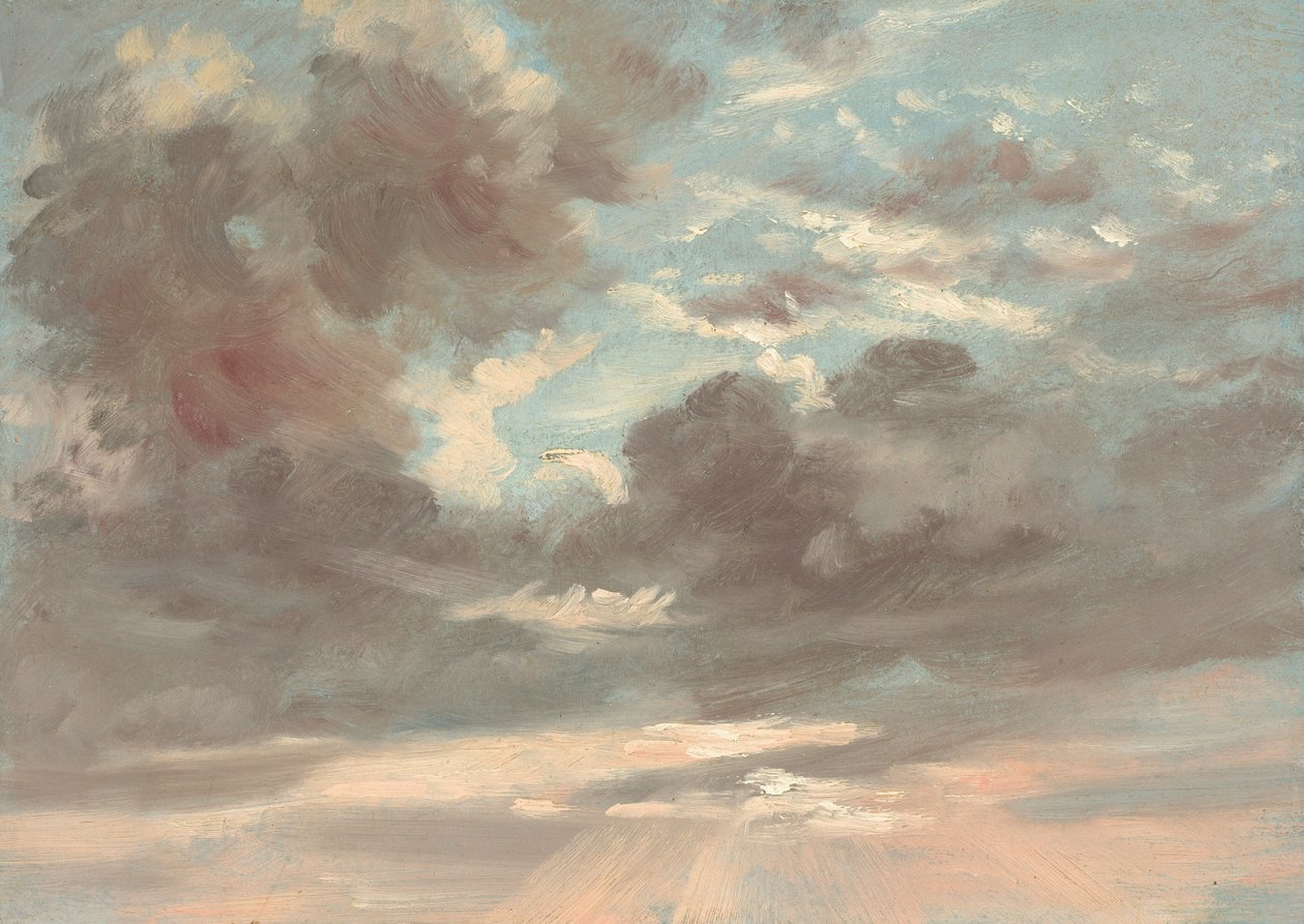 雲の研究。Stormy Sunset, 1821-1822.