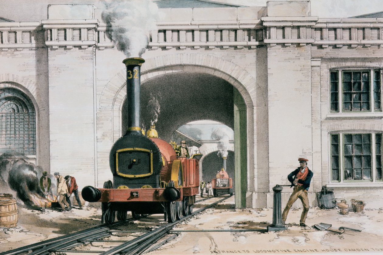 1839年にロンドンのカムデンタウンにある機関車エンジンハウスへの入り口 作： ジョンクックボーン