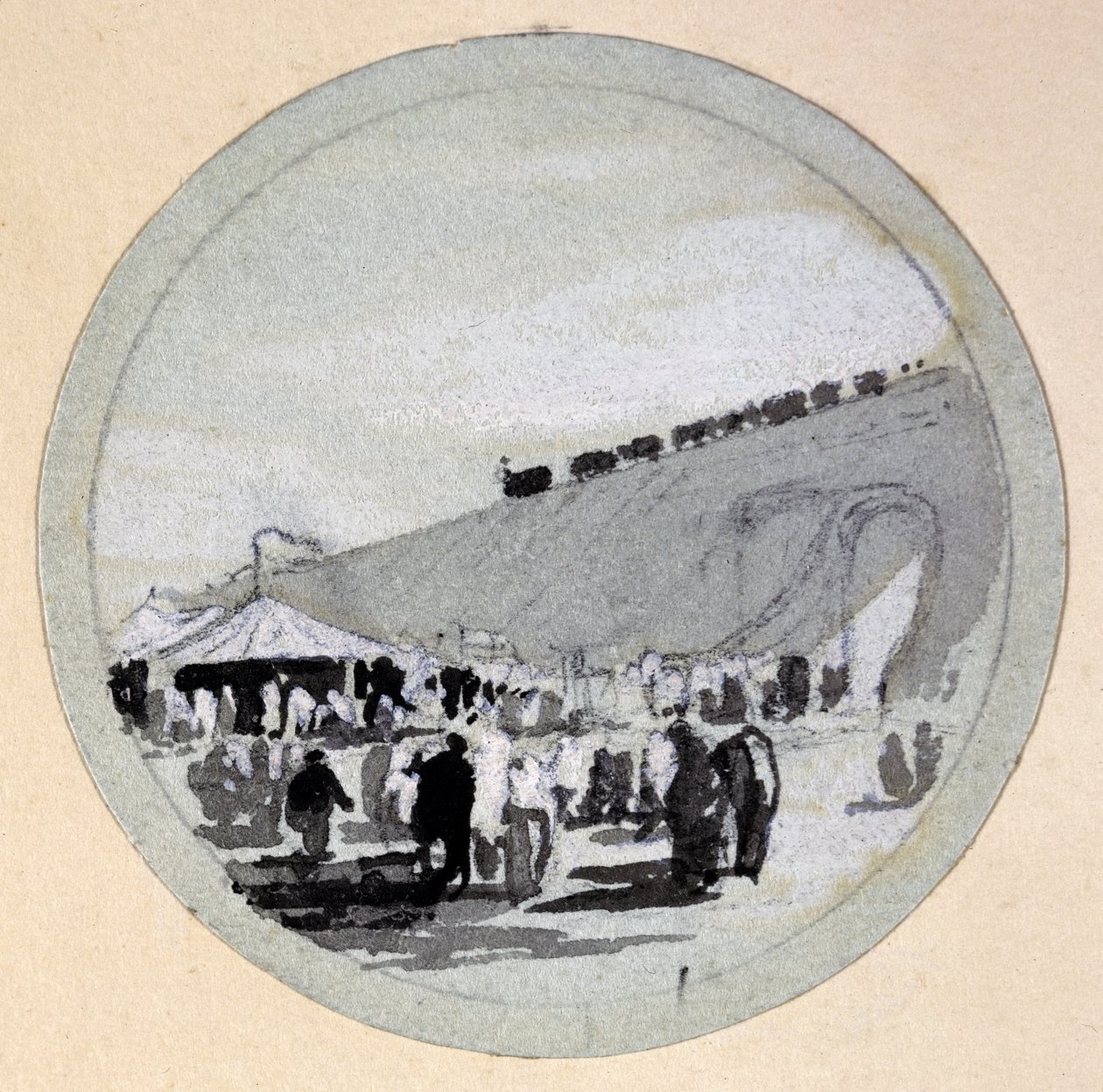 開業、ロンドン＆バーミンガム鉄道、c.1838（ペンとインク、紙に洗う） 作： ジョンクックボーン