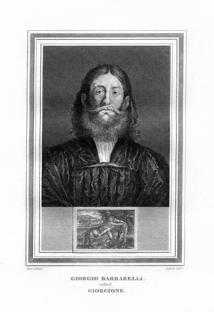 ジョルジョーネ、イタリアの高ルネサンスの画家、1825年。 作： ジョン・コーナー
