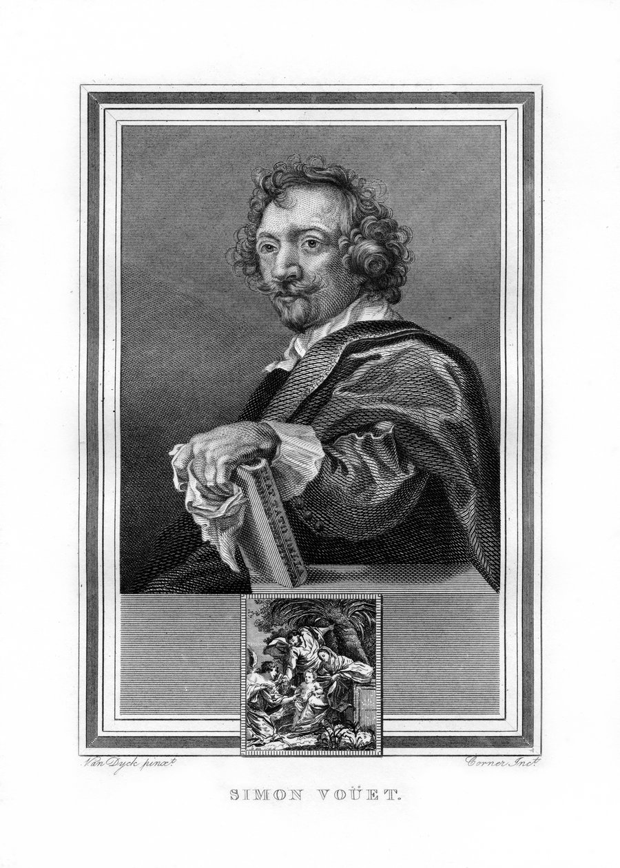 Simon Vouet、フランスのバロック時代の画家、1825年。 作： ジョン・コーナー