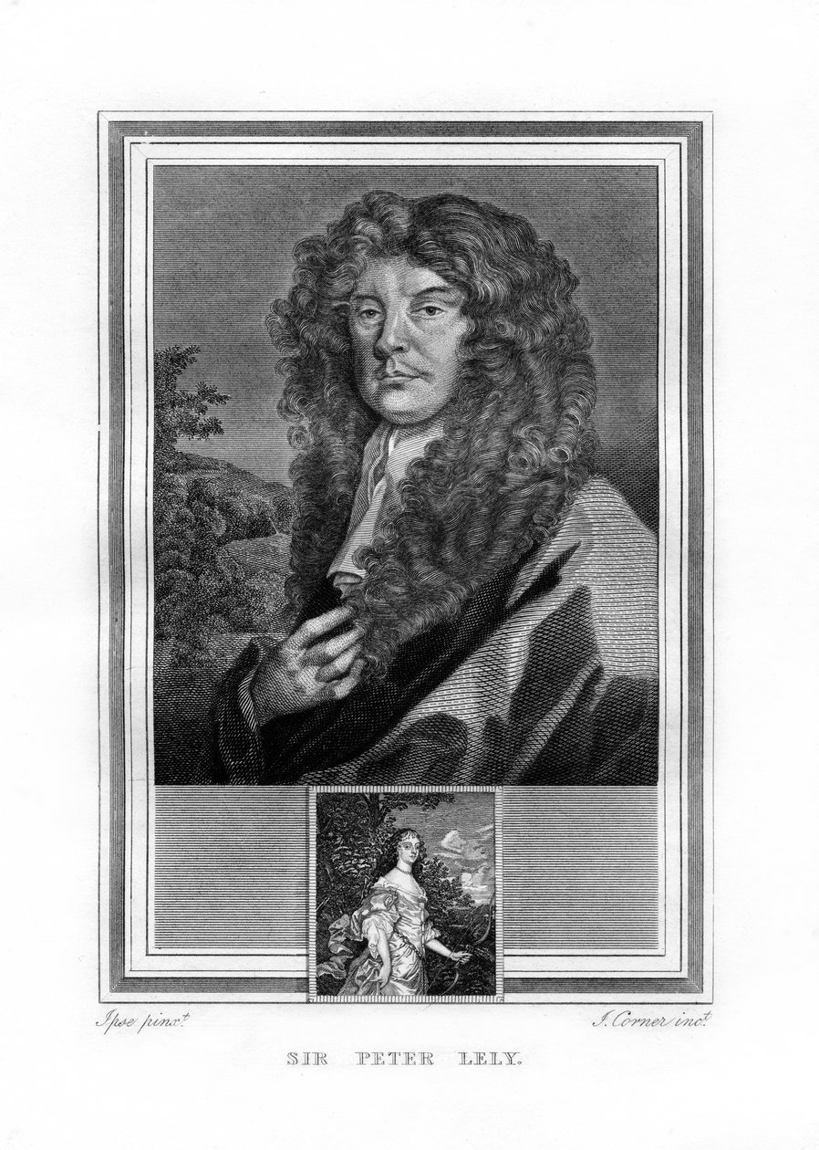 ピーターレリー卿、オランダ生まれの英国バロック時代の画家、1825年。 作： ジョン・コーナー
