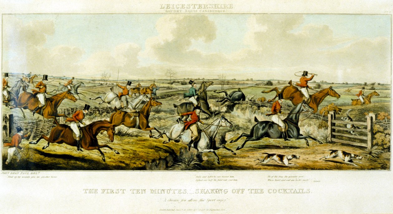 The First Ten Minutes, The Leicestershires, Henry Alken (1785-1851) 1825年 (カラーエングレーヴィング) 作： ジョンディーン（後）ポール