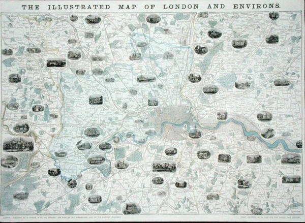 The Illustrated Map of London and Environs, c.1845-55 (colour litho) 作： ジョン・ダワー