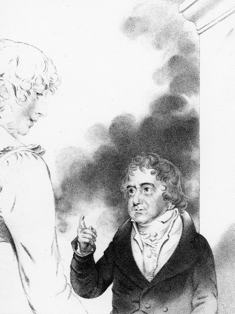 1821年にウィリアムトーマスフライによって彫刻された芸術家の娘イザベラクロエダウンマンとジョゼフボルウラスキ伯爵 作： ジョン・ダウンマン