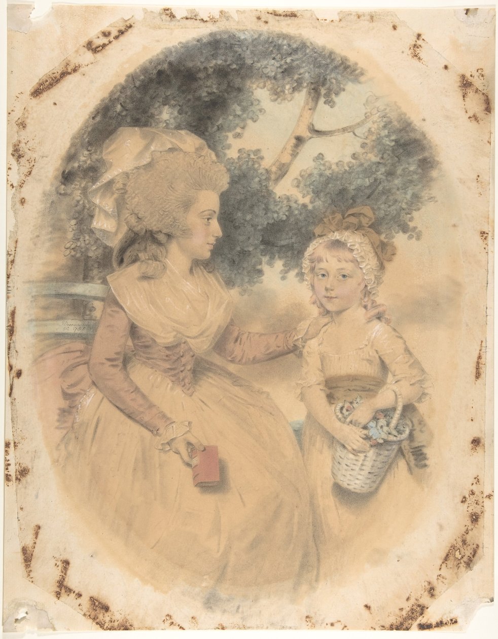 モーガン夫人とその子供、1785 年。 作： ジョン・ダウンマン