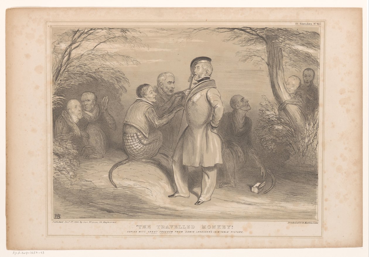 パーマストン卿 in het land van de apen 旅した猿。 Edwin Landseer の比類のない絵 (オブジェクトのタイトル) から自由にコピー HB Sketches (オブジェクトのシリーズ タイトル) 作： ジョン・ドイル