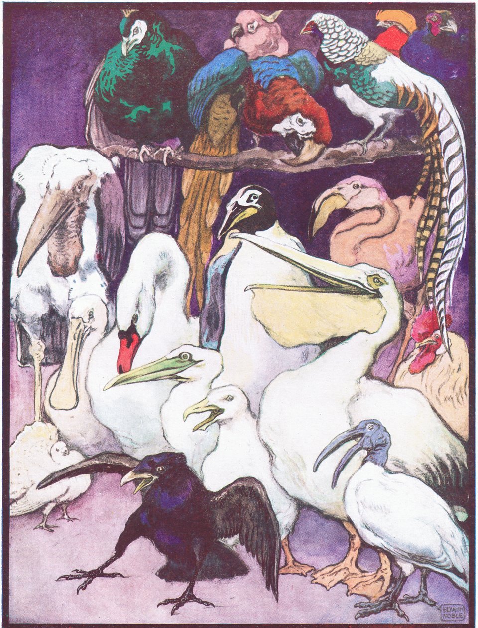 「At Length the Paint was Nearly All Use Up」、「The Angel Artist」のイラスト、「Animal Legends from Many Lands」のイラスト、Raphael Tuck & Sons Ltd. 発行（カラー リソ） 作： ジョン・エドウィン・ノーブル
